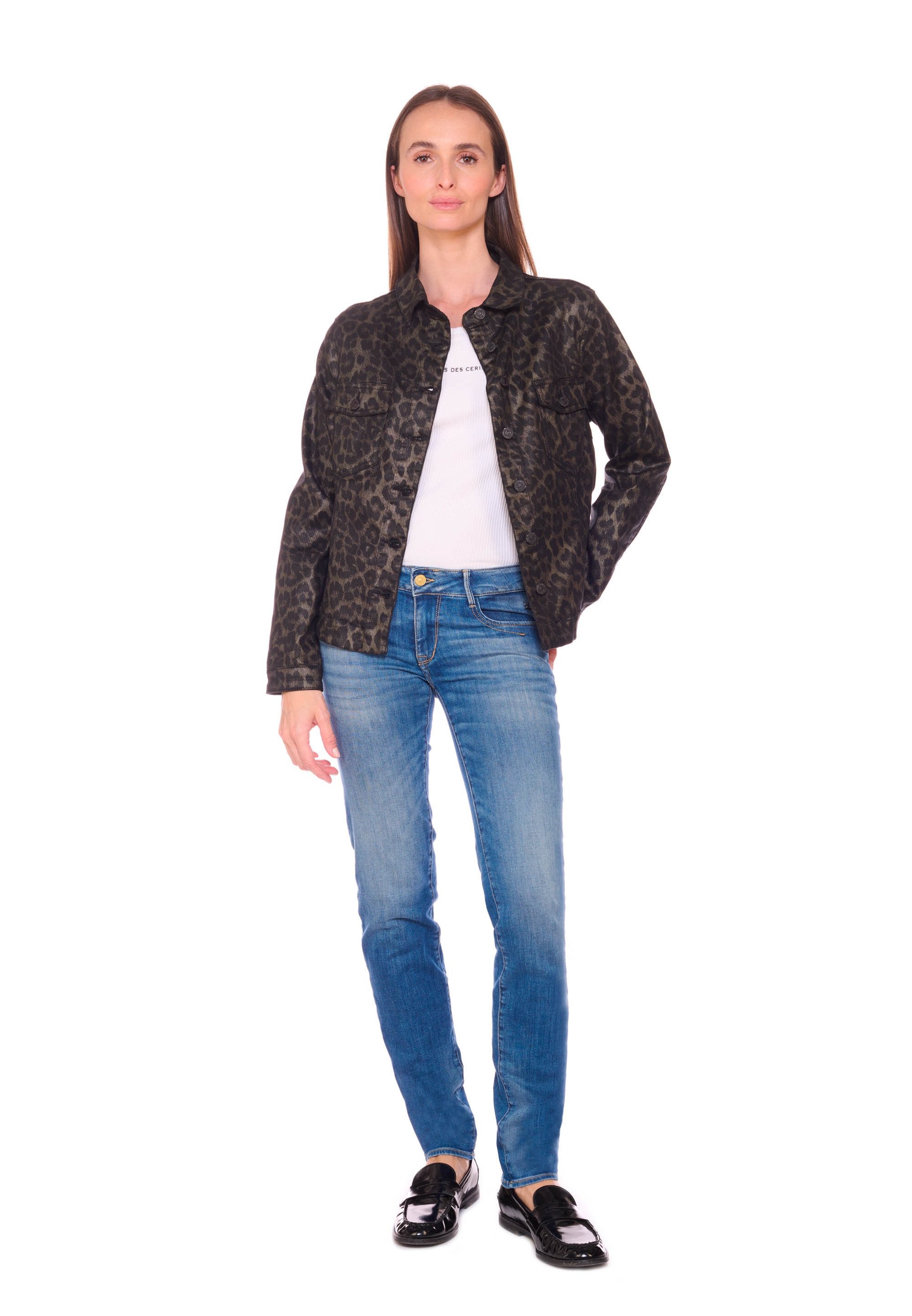 Le Temps Des Cerises Jeansjacke Jeansjacke mit angesagter Leo-Optik