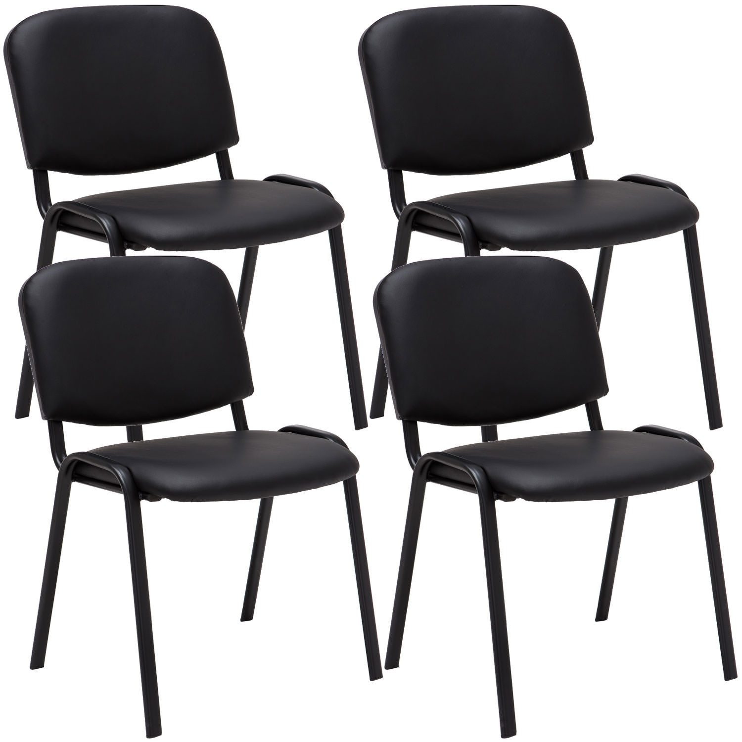 CLP Esszimmerstuhl 4er Set Besucherstuhl Ken Kunstleder, schwarz