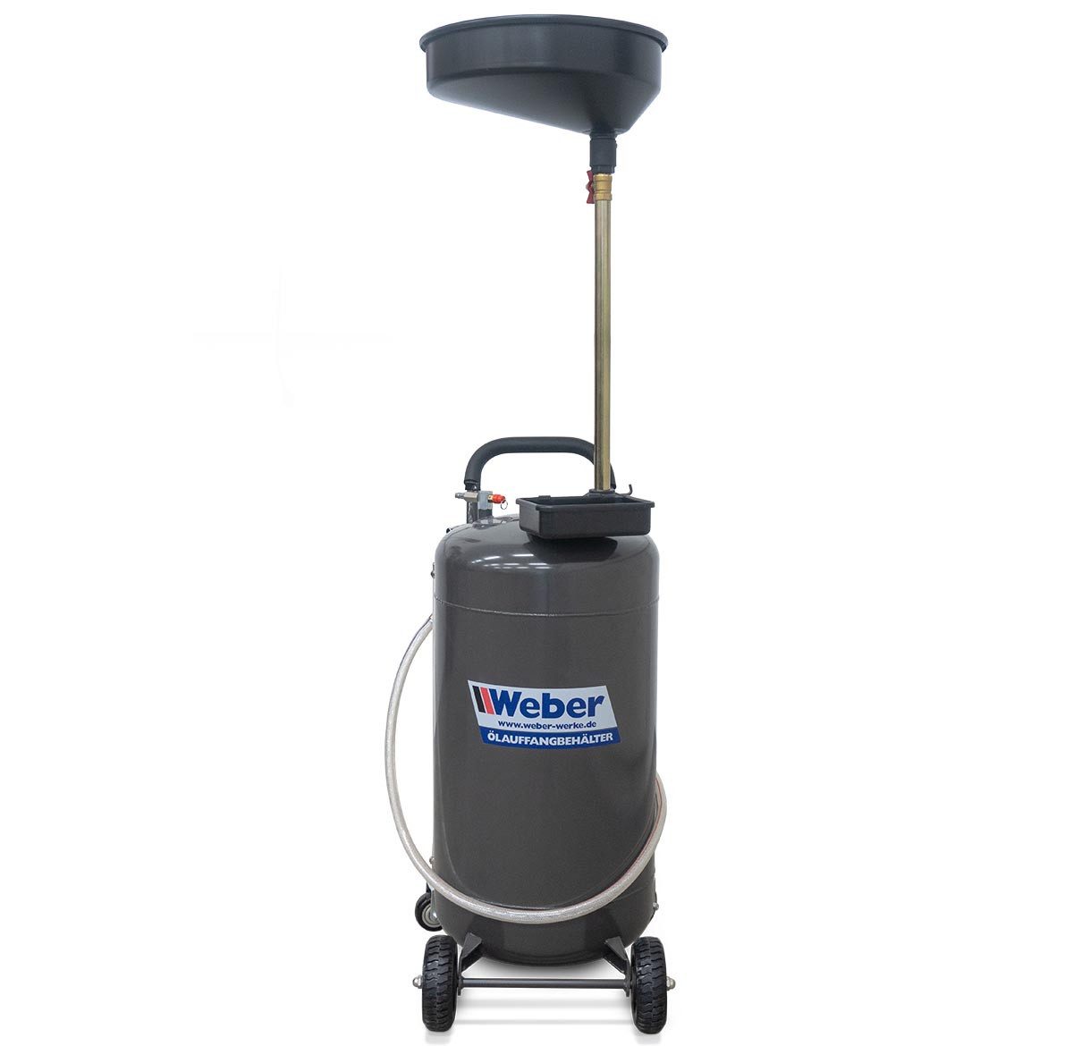 Weber GmbH Montagewerkzeug Ölauffangbehälter 85 l, stufenlose Höhenverstellung, Werkzeugablage, Füllstandsanzeige