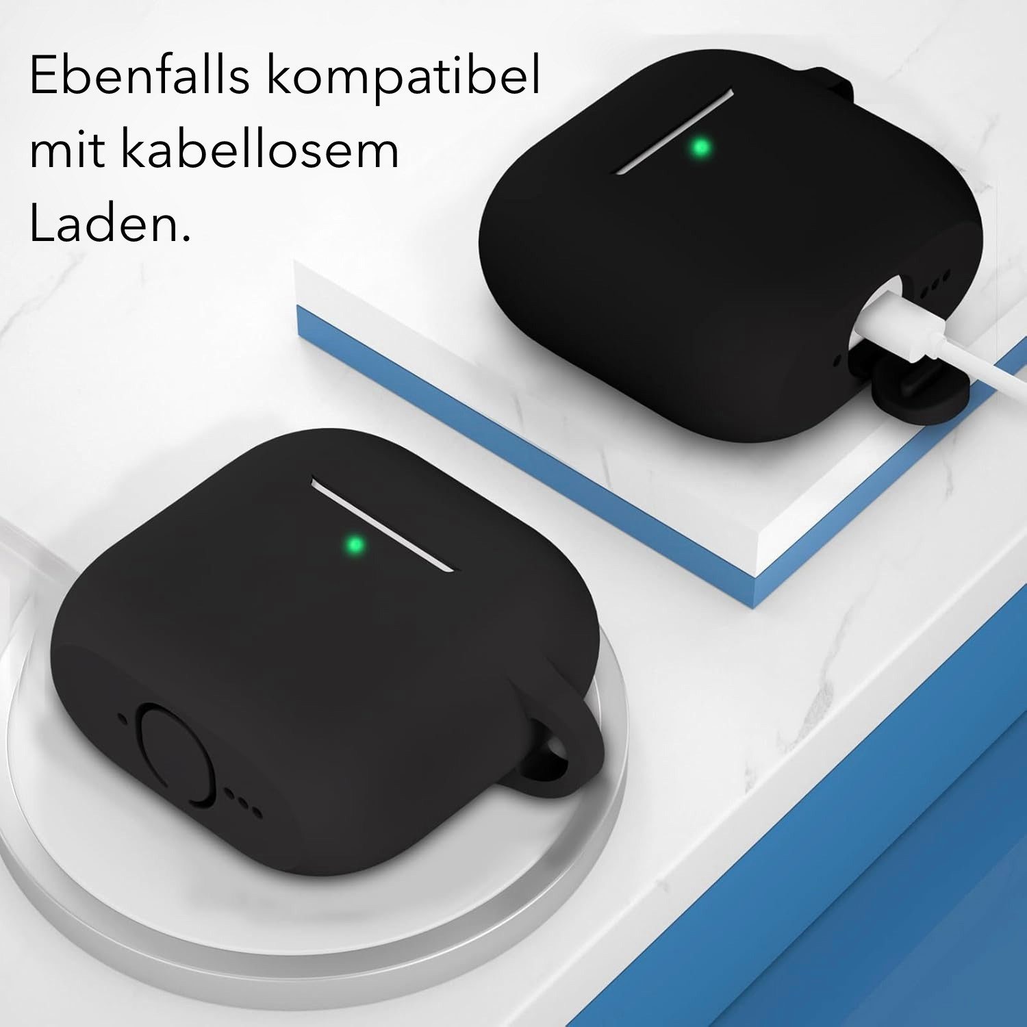 AVANA Kopfhörer-Schutzhülle Hülle für Apple AirPods 4 Schutzhülle 360° Cover Silikon Case, Slim Fit, Ladecase Tasche, Schwarz