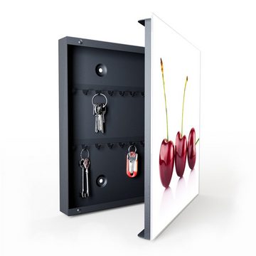 Primedeco Schlüsselkasten Magnetpinnwand mit Glasfront Kirschen auf Weiss (1 St)