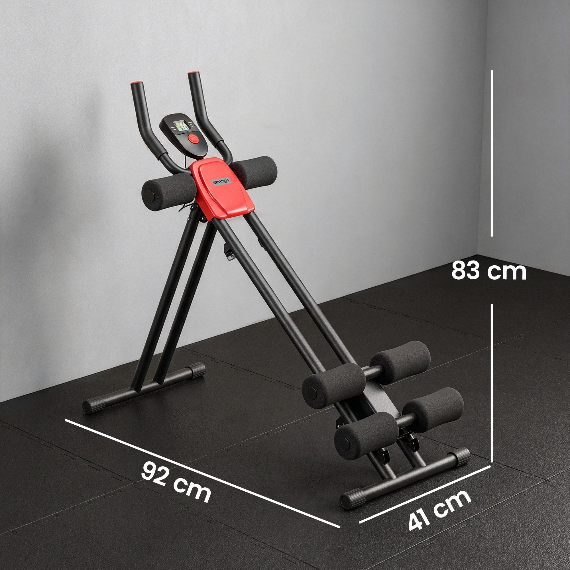 SPORTNOW Bauchtrainer Klappbares Trainingsgerät mit LCD-Monitor (Set, 1-St., Klappbarer Bauchtrainer mit LCD), klappbar, LCD-Monitor, Doppelschiene – Bild 3 von 5