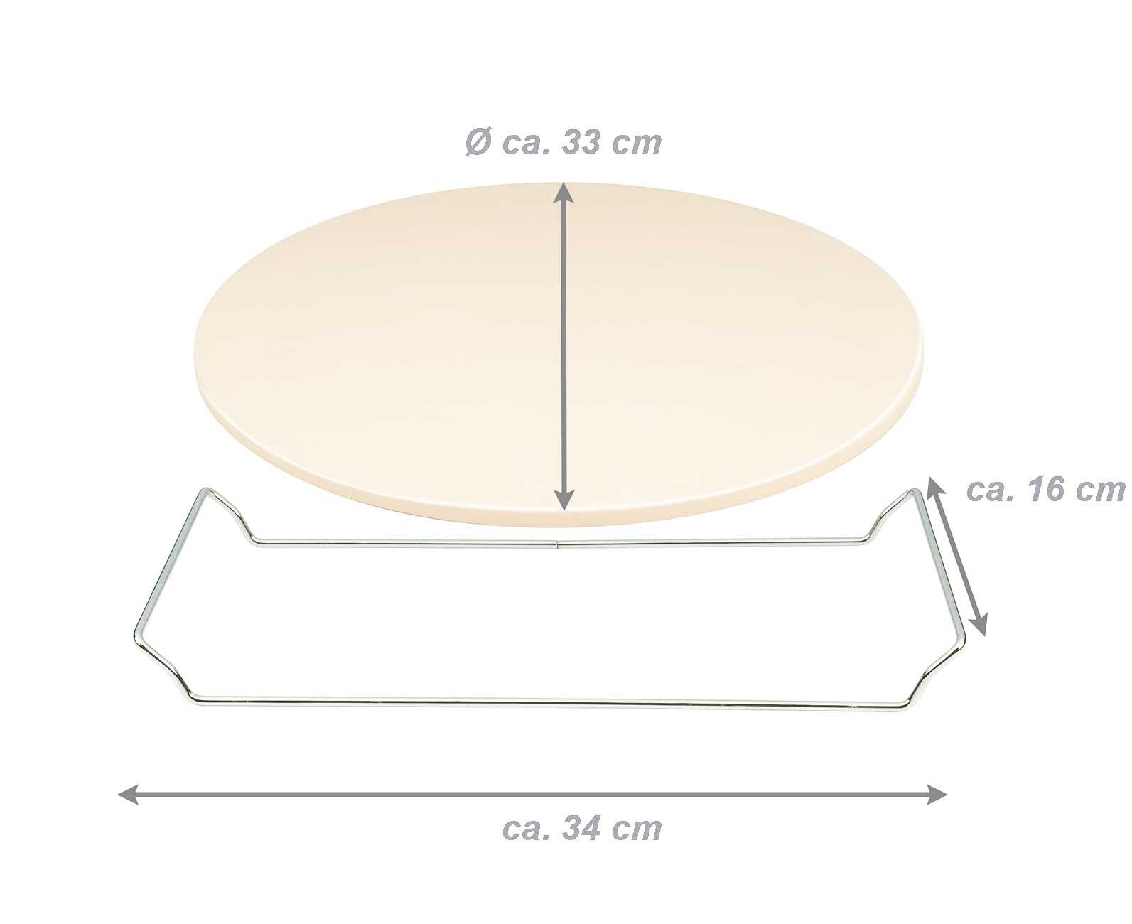 Alpina Pizzastein rund ca. 33 cm, Naturstein, Chrom, Pizzastein mit Chromhalterung