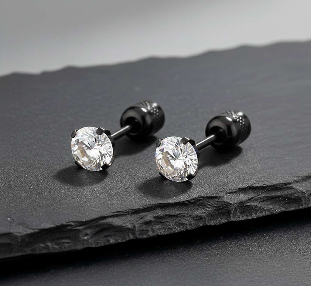 Taffstyle Paar Ohrstecker Gesundheitsstecker Ohrringe Erststecker Chirurgenstahl mit Kristall (Medizinische Ohrringe für empfindliche Ohren mit Zirkonia Kristall)