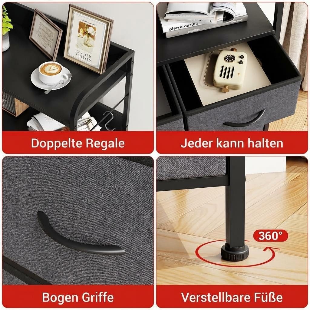 GarveeMore Kommode Schrank Aufbewahrungsschrank mit 5 Schubladen aus Stoff 60x30x120cm – Bild 5 von 5