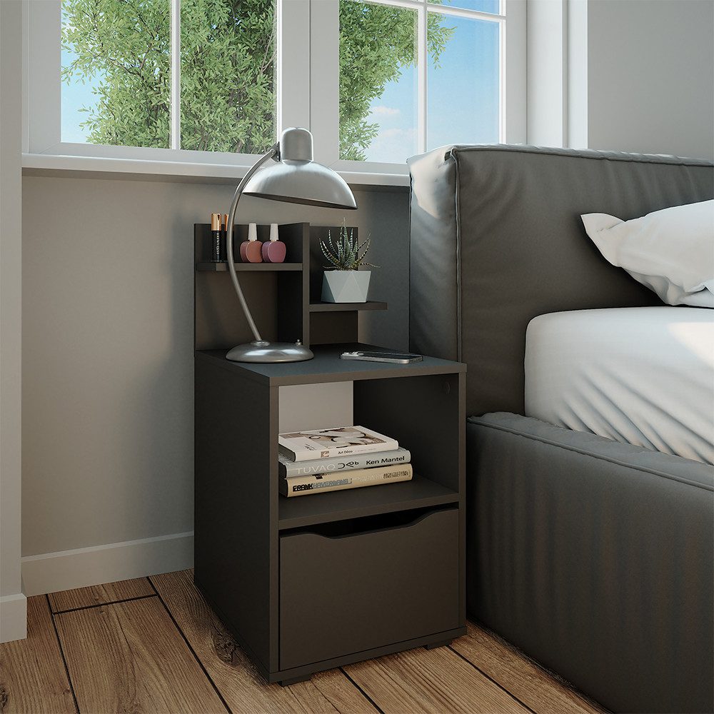 Vicco Nachtschrank Ruben, Anthrazit, 40 x 82.2 cm mit Schublade (1-St) günstig online kaufen