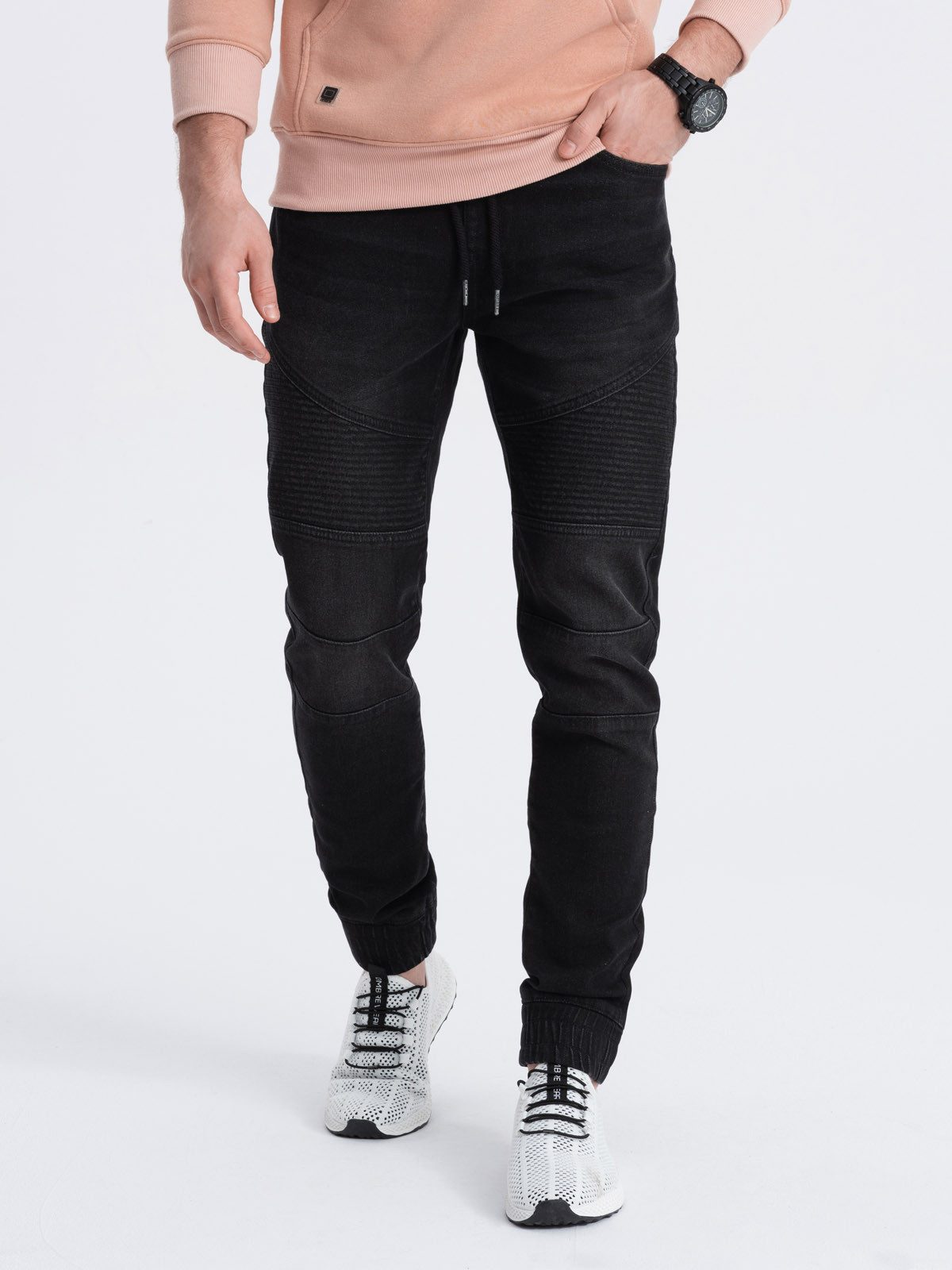 OMBRE Jeggings Herren-Jogginghose aus Denim mit Nähten