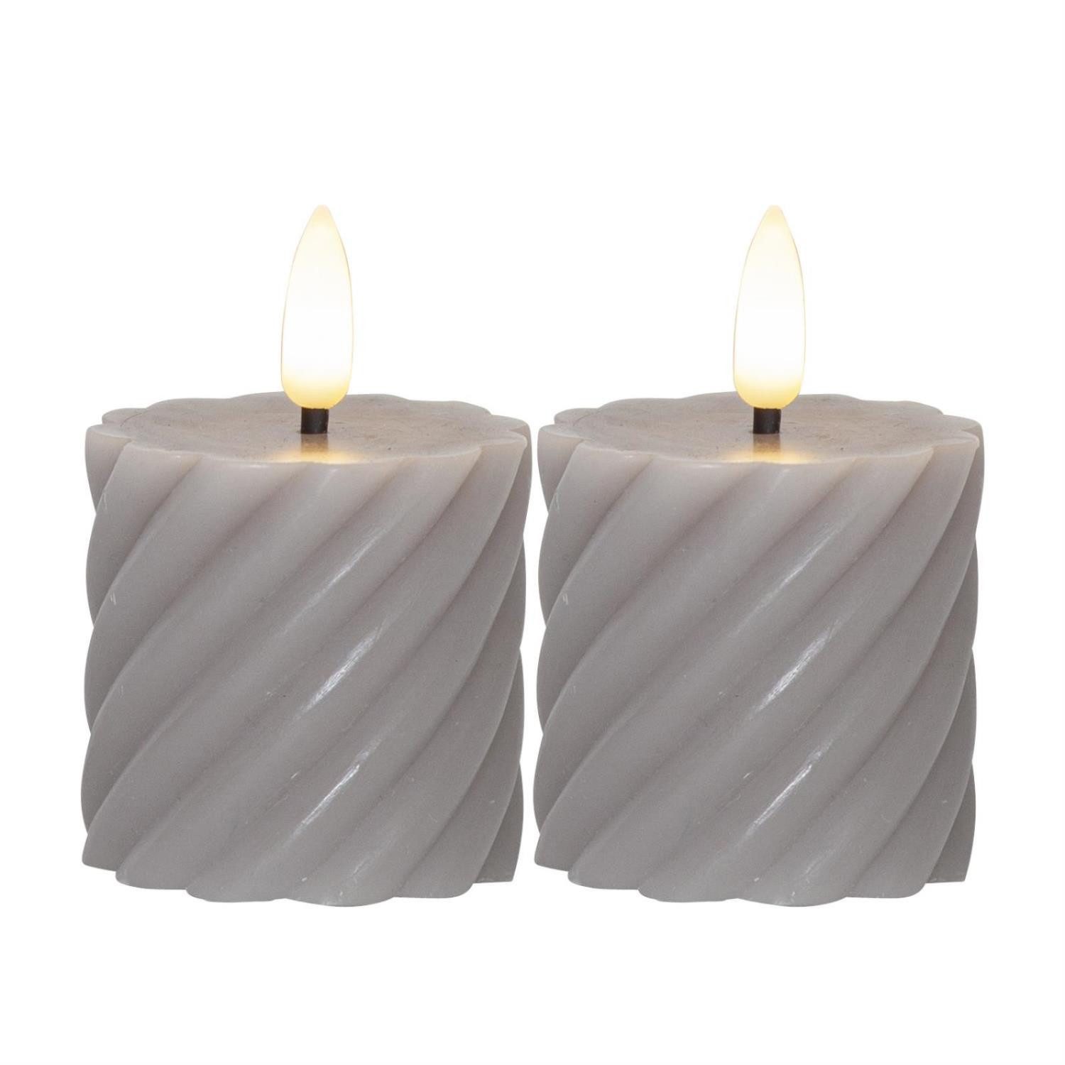 STAR TRADING LED-Kerze LED Stumpenkerze Swirl Echtwachs gedreht H: 7,5cm Ti günstig online kaufen