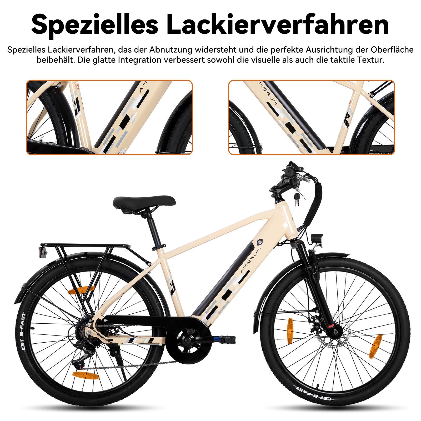 HILAND E-Bike 26" E-Mountainbike mit Shimano-Schaltung, Gepäckträger & Nabenmotor, Heckmotor, 374,4 Wh