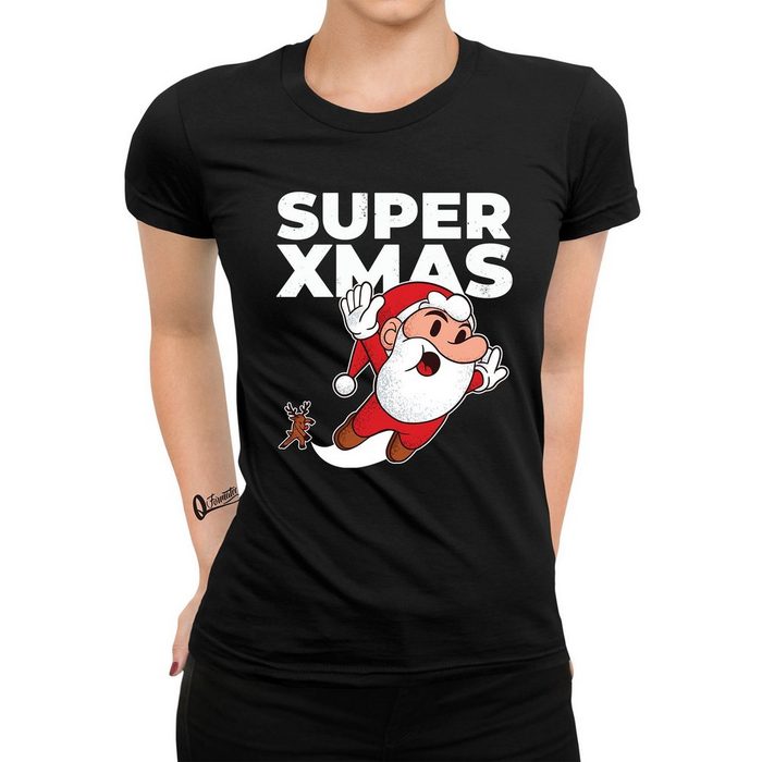 Quattro Formatee Kurzarmshirt Super Xmas Santa Clause Rentier Weihnachten Damen (1-tlg)