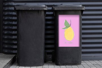 MuchoWow Wandsticker Zitrone - Obst - Pastell (1 St), Mülleimer-aufkleber, Mülltonne, Sticker, Container, Abfalbehälter