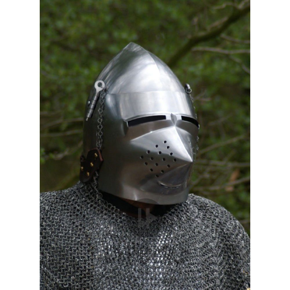 Ritter-Kostüm Hundsgugel, ca. 1390, 2 mm Stahl - schaukampftauglich