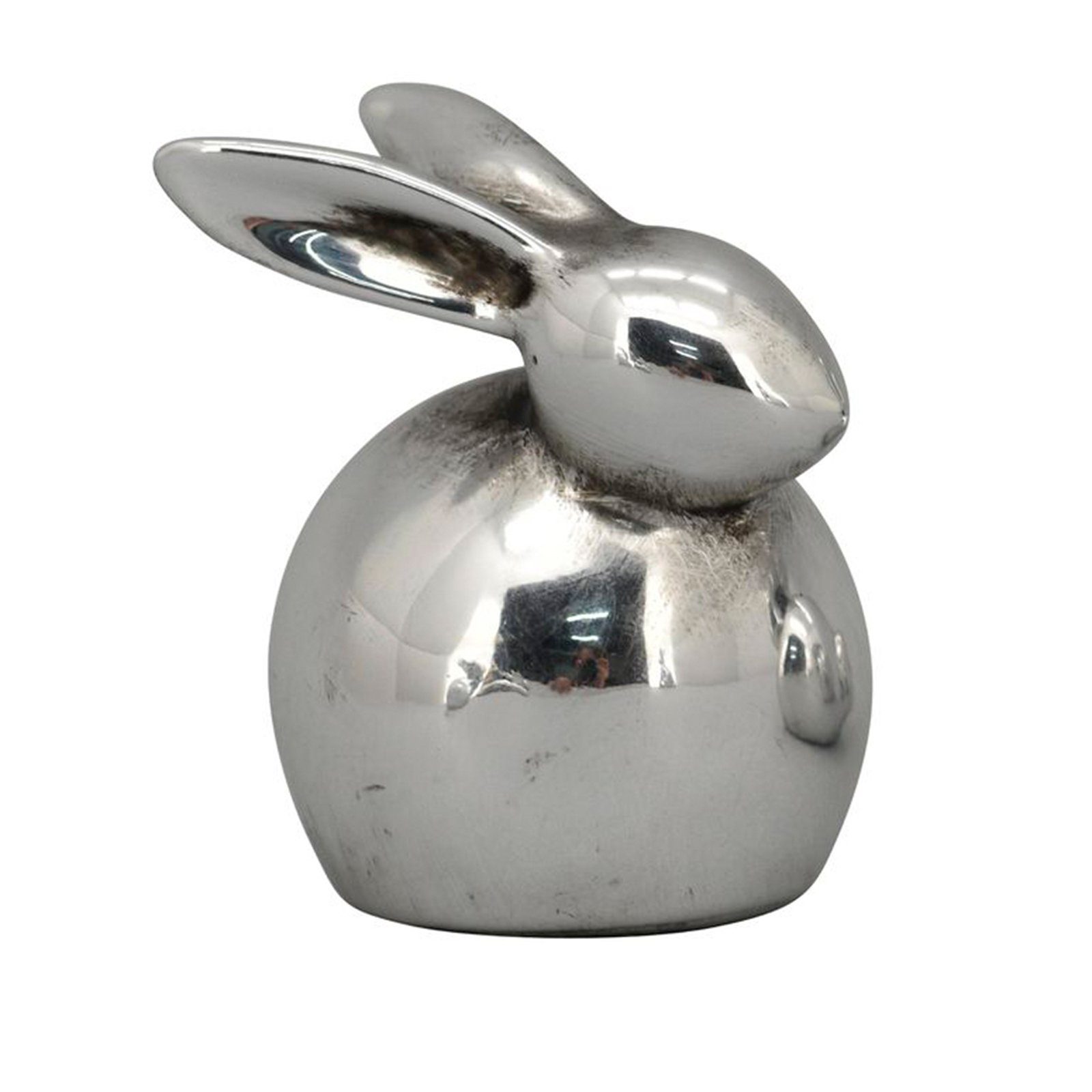 Exner GmbH Garten- & Wohnaccessoires Osterhase Hase ArgenT, silber, Dolomite, 12x11x15,5 cm