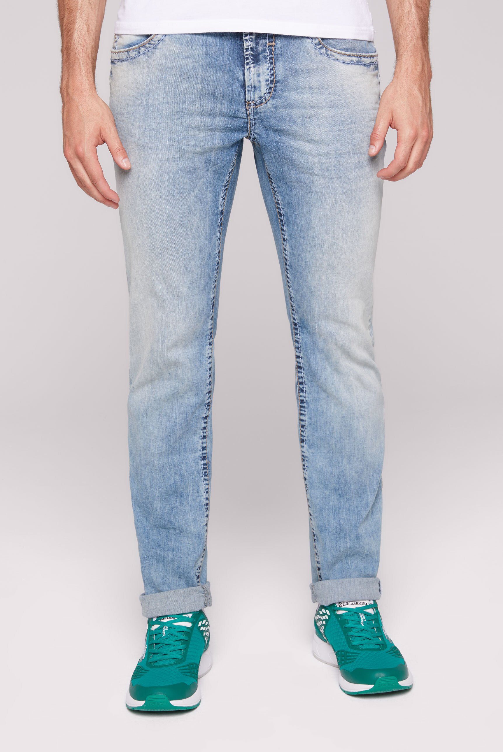 CAMP DAVID Regular-fit-Jeans mit breiten Nähten, Praktischer Reißverschluss