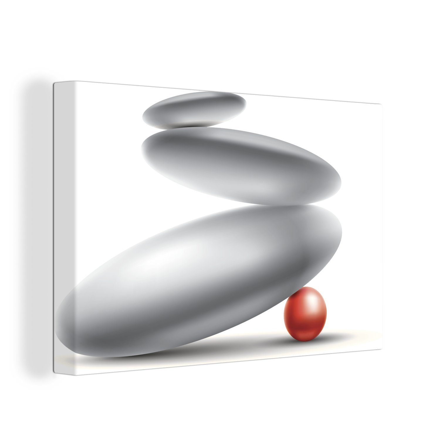 OneMillionCanvasses® Leinwandbild Kieselsteine gegen eine Murmel, (1 St), Wandbild Leinwandbilder, Aufhängefertig, Wanddeko, 30x20 cm
