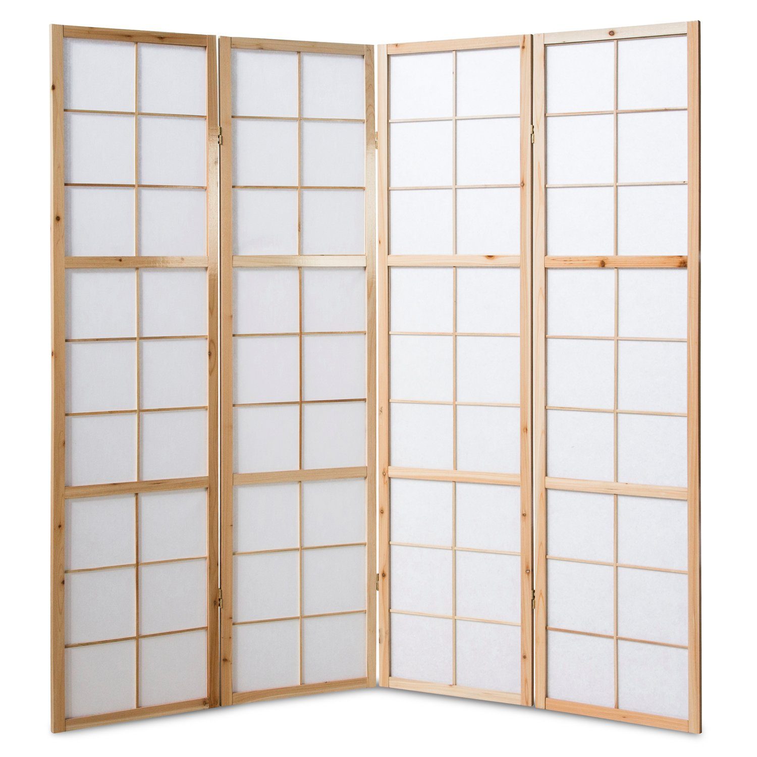 Homestyle4u Paravent Holz Raumteiler Trennwand Shoji in Weiß Sichtschutz Indoor faltbar