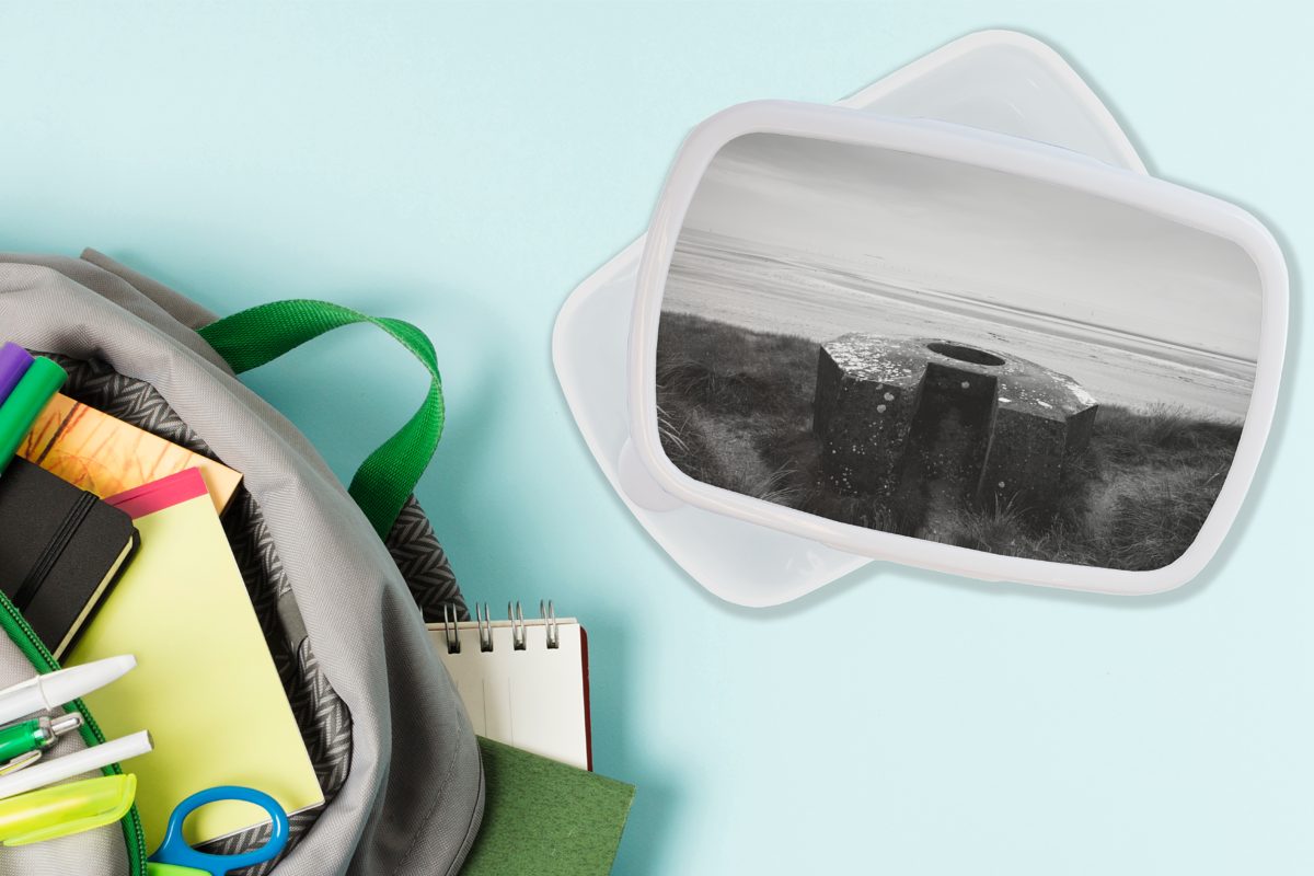 französischen Beach Sockel eines weiß Lunchbox Kunststoff, Jungs Utah Geschützes MuchoWow für den, (2-tlg), und an Mädchen Brotdose, Brotbox und am Erwachsene, für Kinder