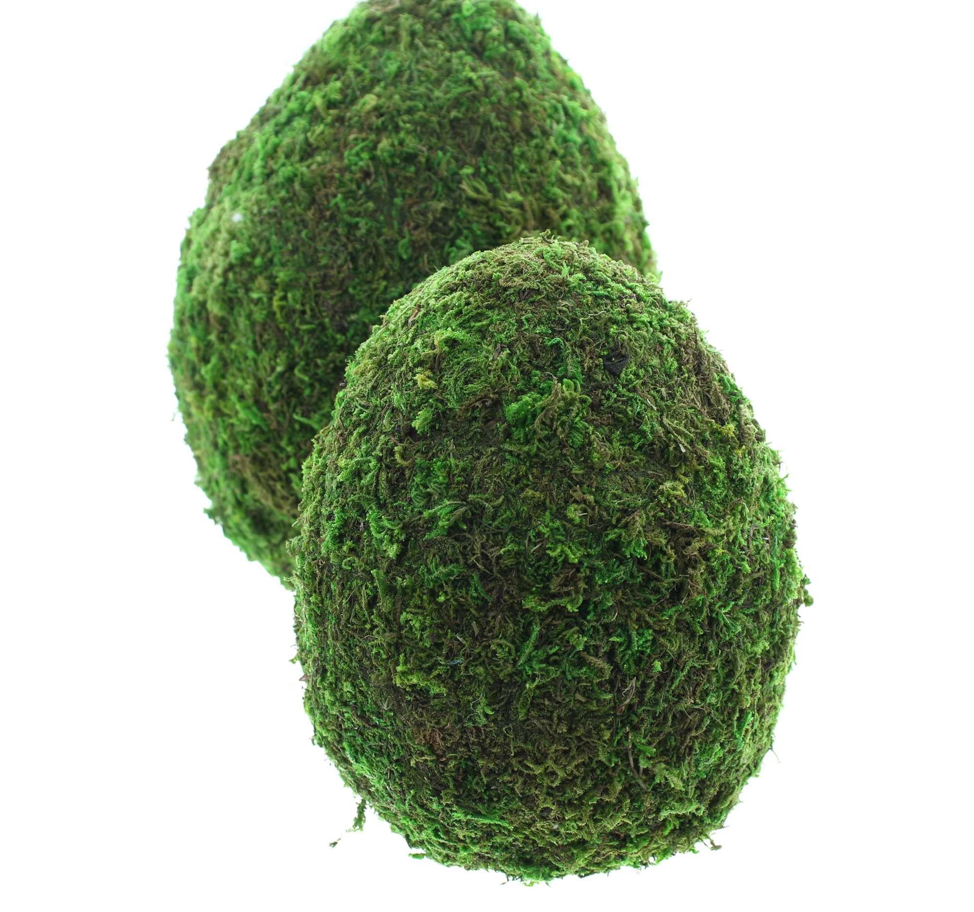 Dekoleidenschaft Osterei "Moos" Naturmoos auf Kunststoff, große Dekoeier, 19 + 24 cm, Osterdeko (2 St., im Set), Dekofigur, Frühlingsdeko, Mooseier, Osterei, Moosdeko, Eier