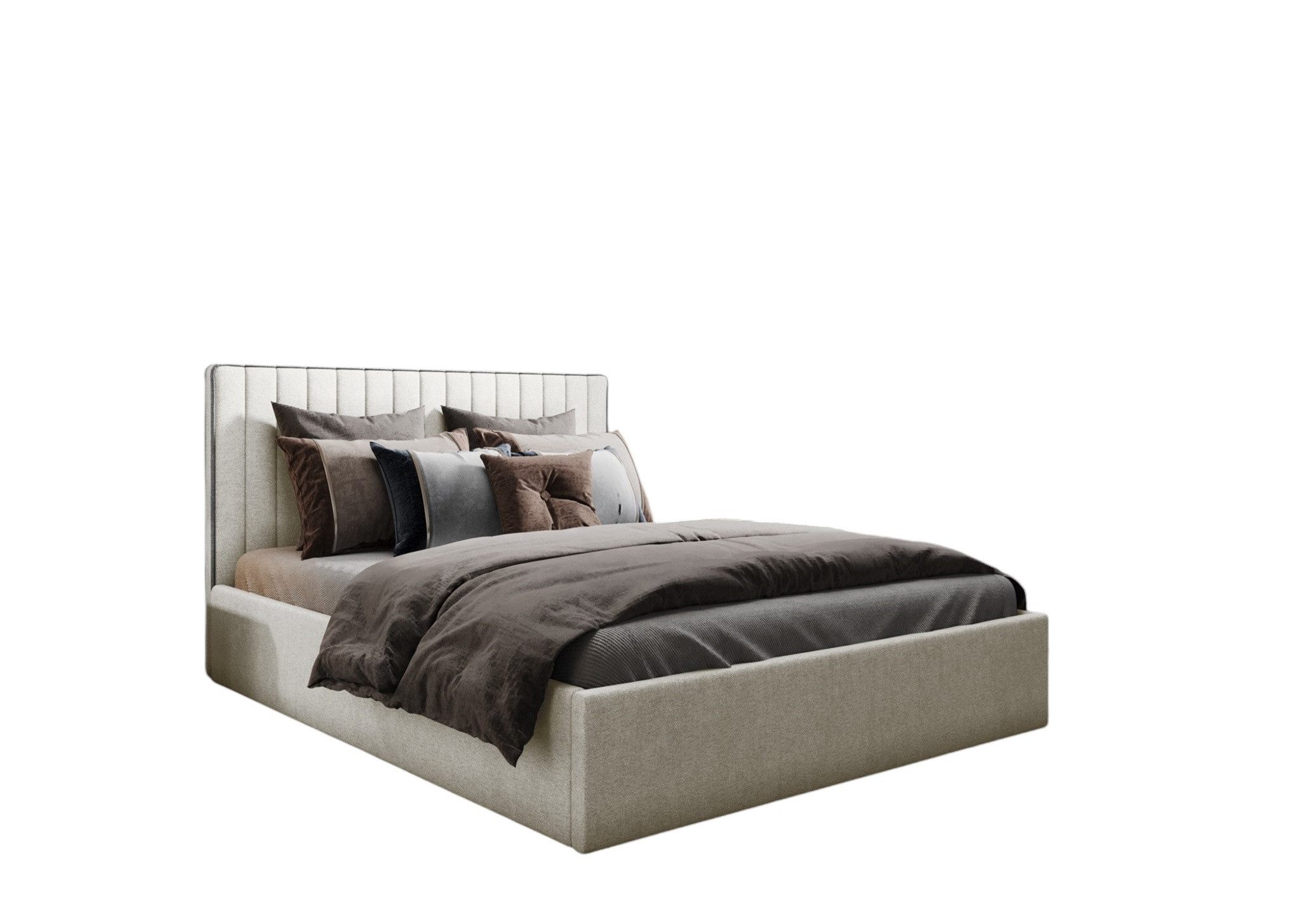 Fun Möbel Polsterbett Polsterbett Schlafzimmerbett ELIOS Standard-Set in Stoff Brooklyn (mit Lattenrost, ohne Matratze, inkl. Bettkasten)