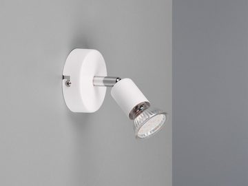 meineWunschleuchte LED Wandstrahler, LED wechselbar, Warmweiß, innen, kleine Wandlampe schwenkbar Weiß für Treppenhaus & Jugendzimmer