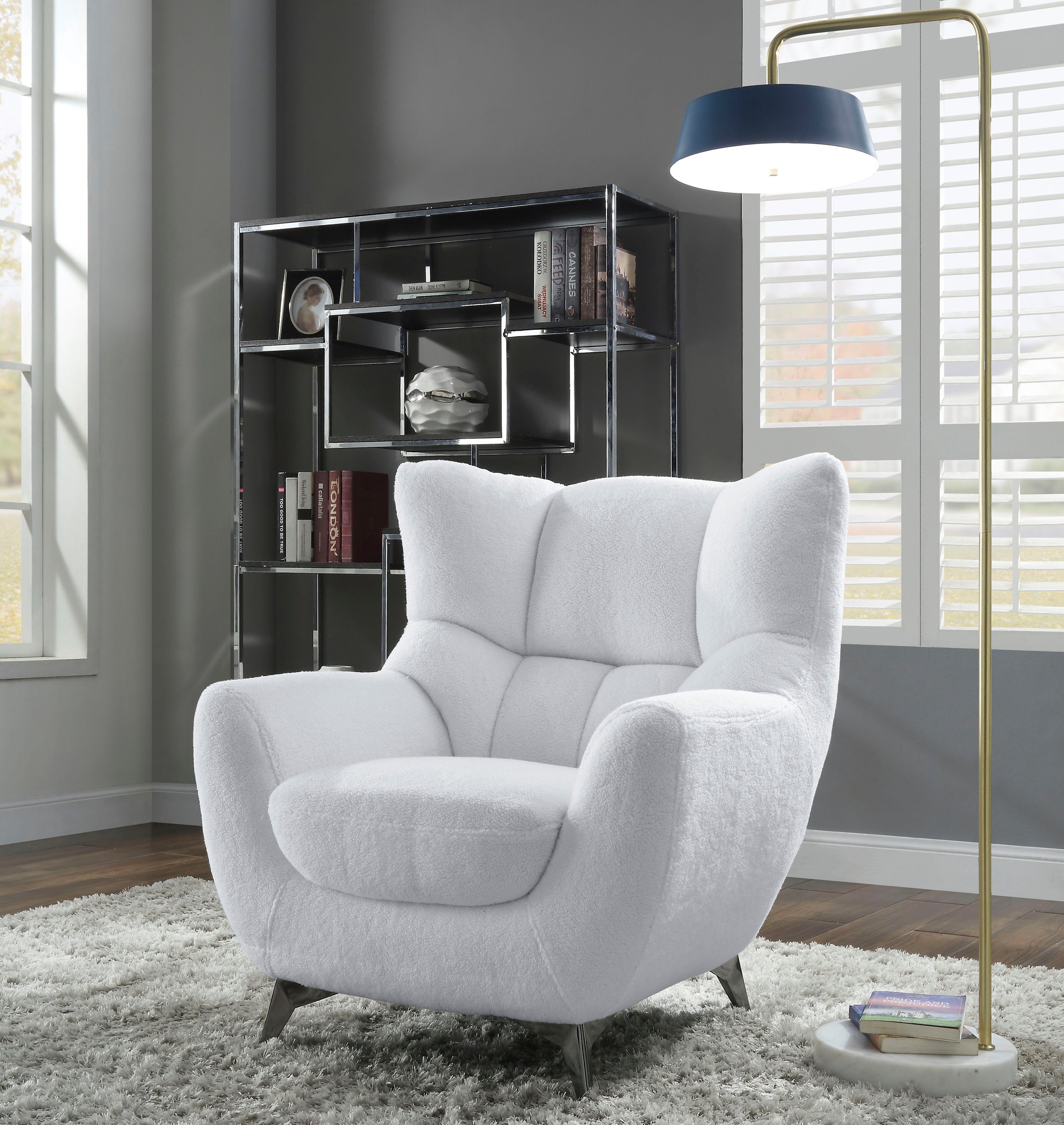 ATLANTIC home collection Sessel Shawn, mit Federkern, trendy Bezug mit Teddyoptik