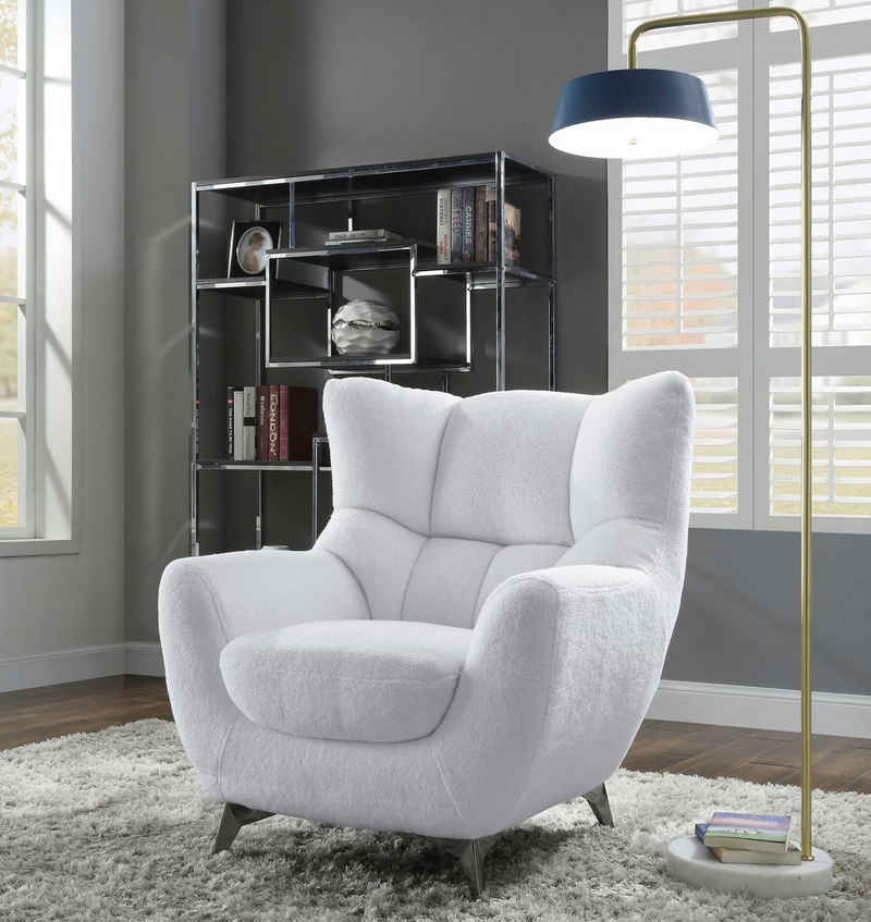 ATLANTIC home collection Sessel, trendy Bezug mit Teddyoptik