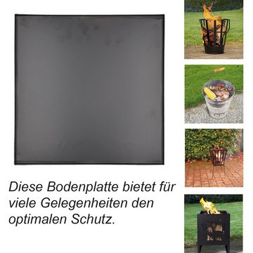 Esschert Design BV Outdoor-Bodenplatte Bodenplatte für Feuerkorb, quadratisch, Stahl, schwarz, 1-St.