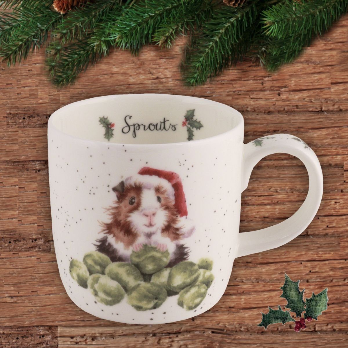 Wrendale Becher Wrendale Designs Porzellan-Becher Weihnachts-Meerschweinchen, Porzellan