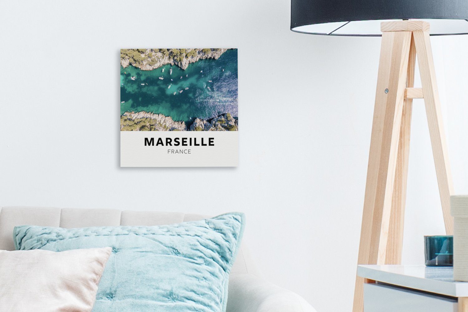 Schlafzimmer - Leinwand Frankreich - St), für Marseille Leinwandbild Bilder Wasser, Wohnzimmer OneMillionCanvasses® (1
