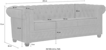 Home affaire Chesterfield-Sofa Rysum, Chesterfield-Optik, in 2 Bezugsqualitäten, 2 Ausf. schnell lieferbar