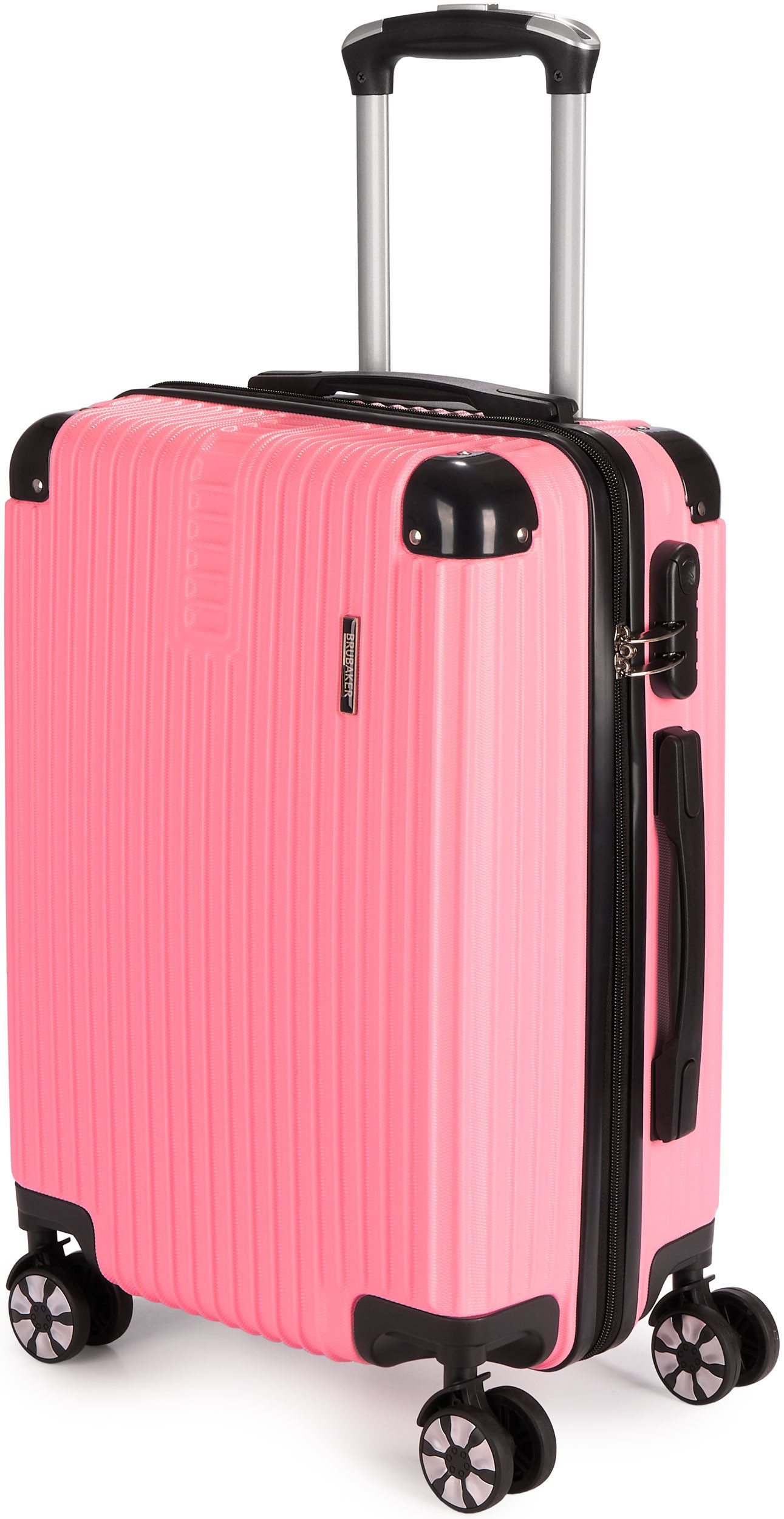 BRUBAKER Handgepäckkoffer London - Handgepäck Koffer Reisekoffer mit Zahlenschloss, 4 Rollen, 37 x 56 x 22 cm - ABS Trolley - Hartschalen Rollkoffer, Größe M