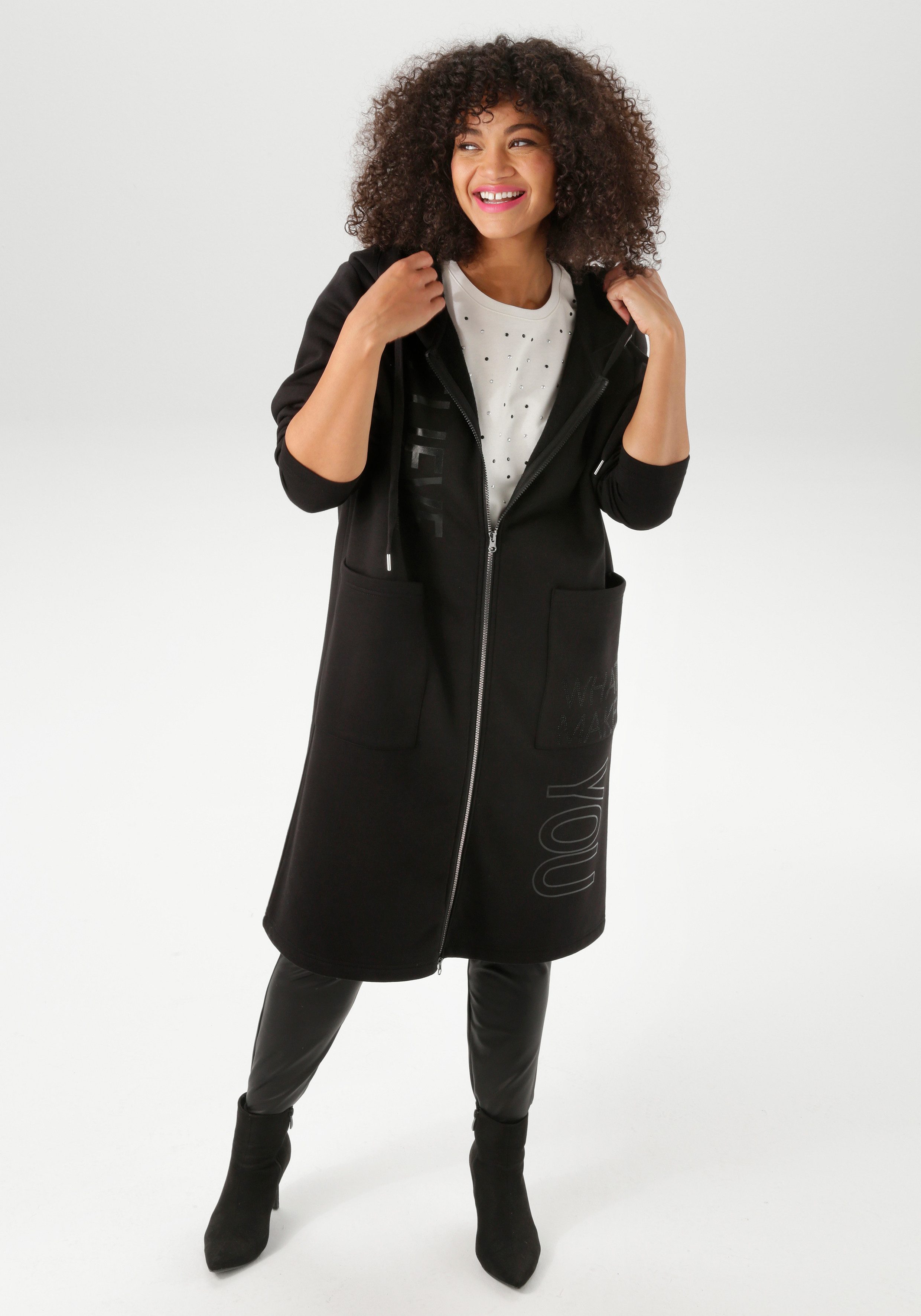 Aniston PLUS Kapuzensweatjacke mit tollen tonigen günstig online kaufen
