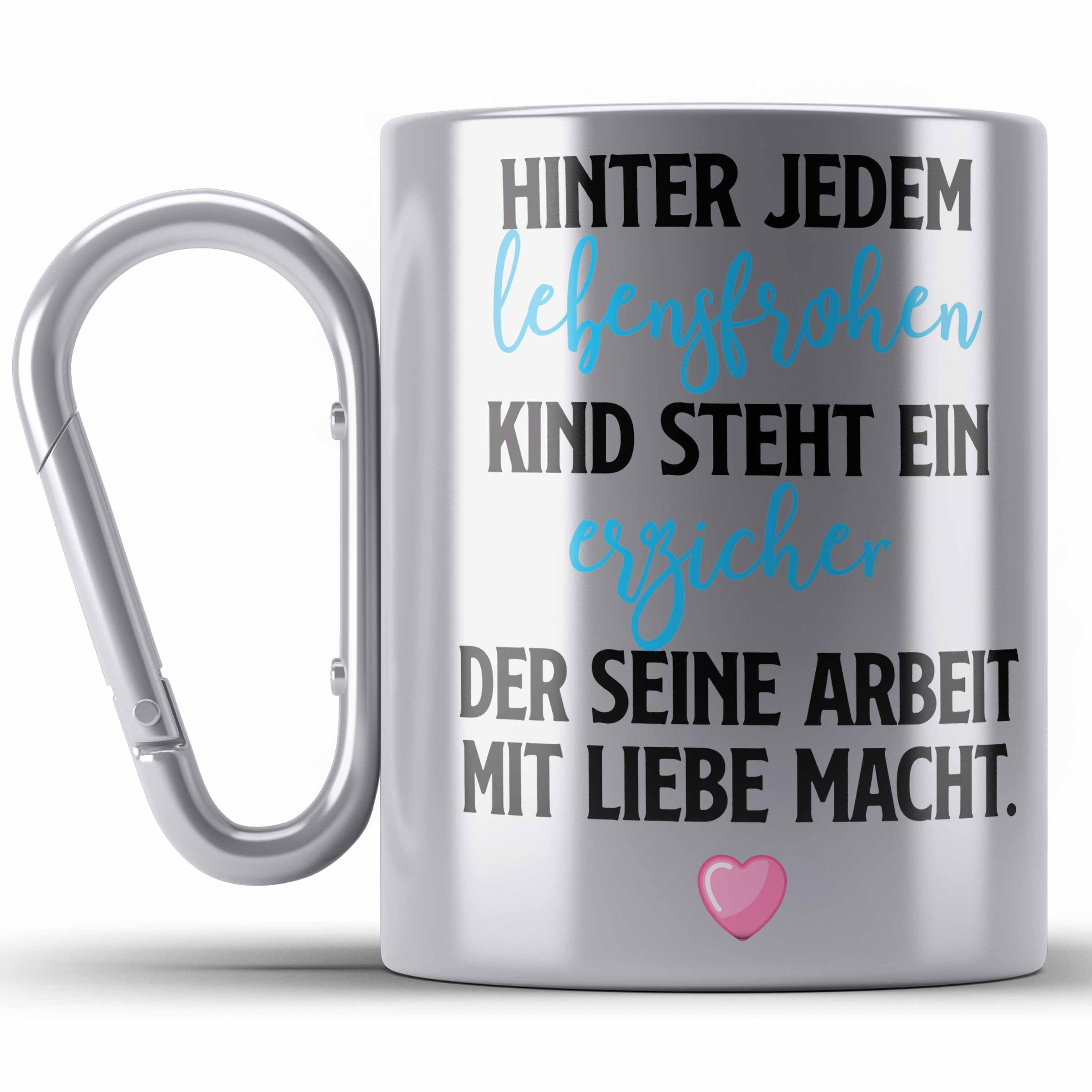 Trendation Thermotasse Erzieher Lusti zum Tasse Silber Abschiedsgeschenk Geschenk Edelstahl Abschied