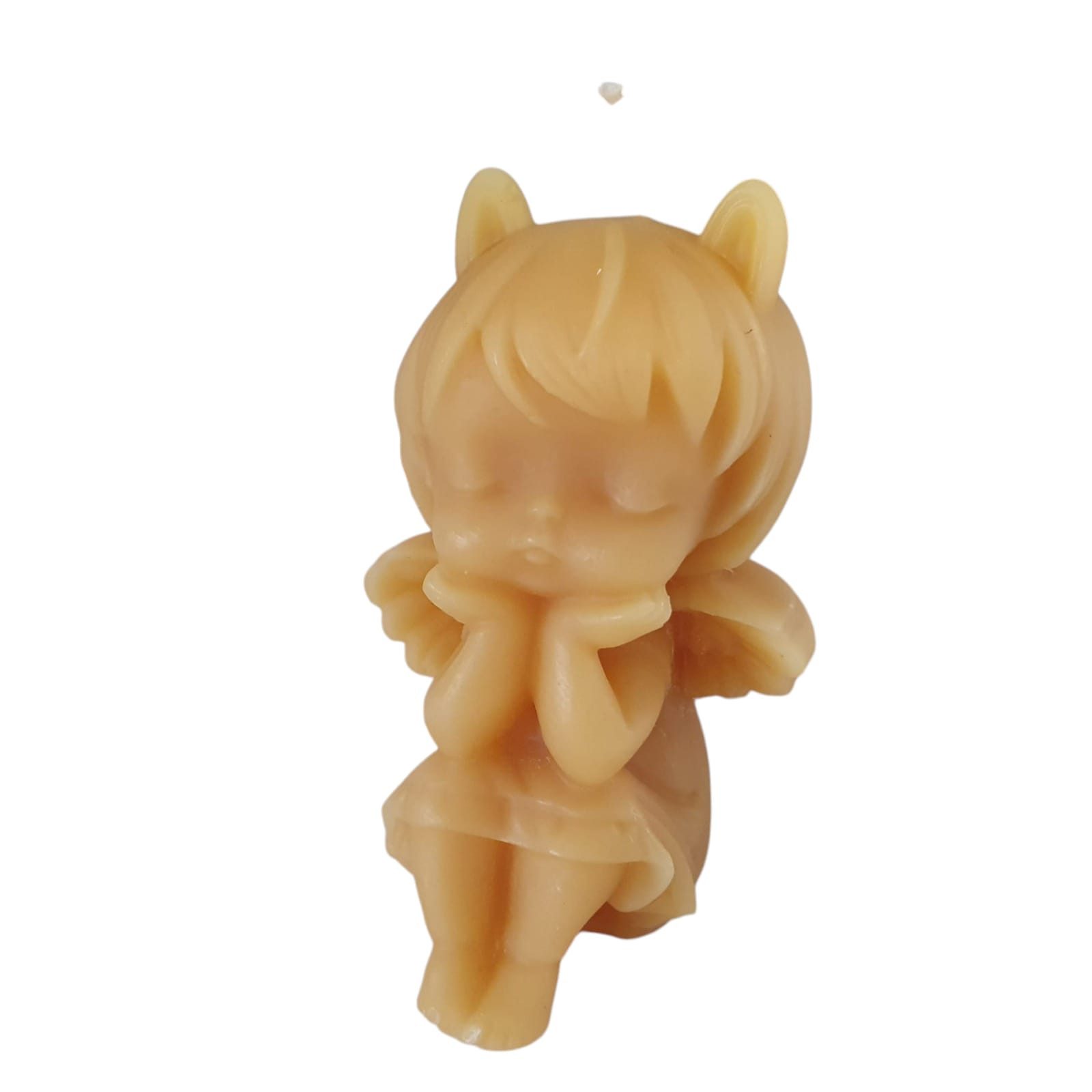 Aspinaworld Formkerze Bienenwachskerze - sitzend Engel Kerze 8 cm - Bienenwachs - Honigkerze