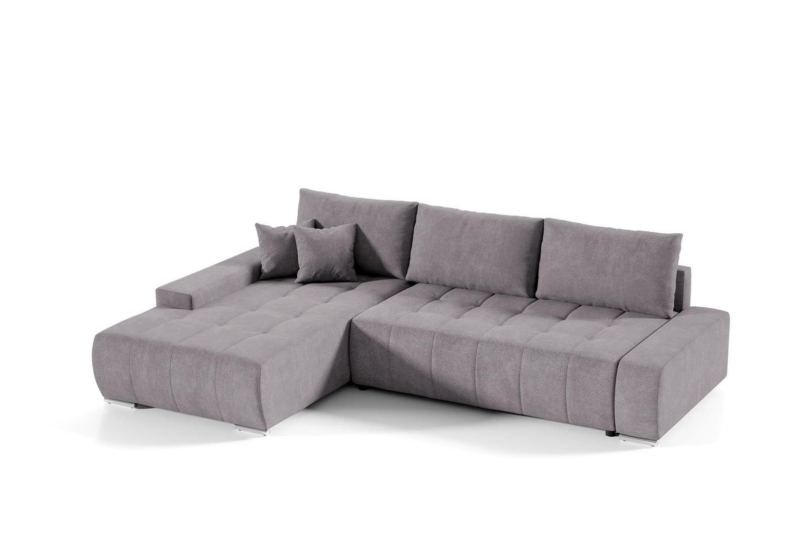 Beautysofa Couch Rosa Bettkasten Schlaffunktion, mit 19) (aston Ecksofa DRACO Wohnzimmer Ecksofa Sofa