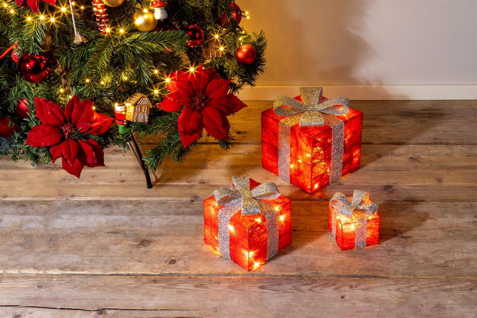 Bambelaa! LED Dekolicht Bambelaa! Led Deko Leucht Geschenk Boxen 3er Set inkl. Timer Funktion, Gelb