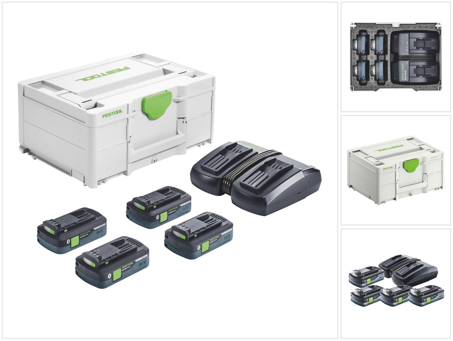 FESTOOL Energie Set SYS 18V 4x4,0/TCL 6 DUO 18 V (577104) + 4x Akku 4,0 Ah Akkupacks