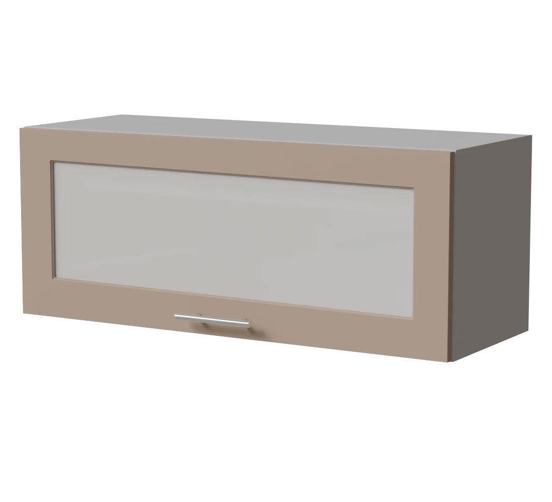 Feldmann-Wohnen Klapphängeschrank Brerra (W4BS/90 WKF, 1 Klappe mit Milchglaseinsatz, innen 1 Fach, 1-St., moderne Optik, lackierte Fronten, 90x32,5x36cm) grau / RAL 1019 graubeige Matt