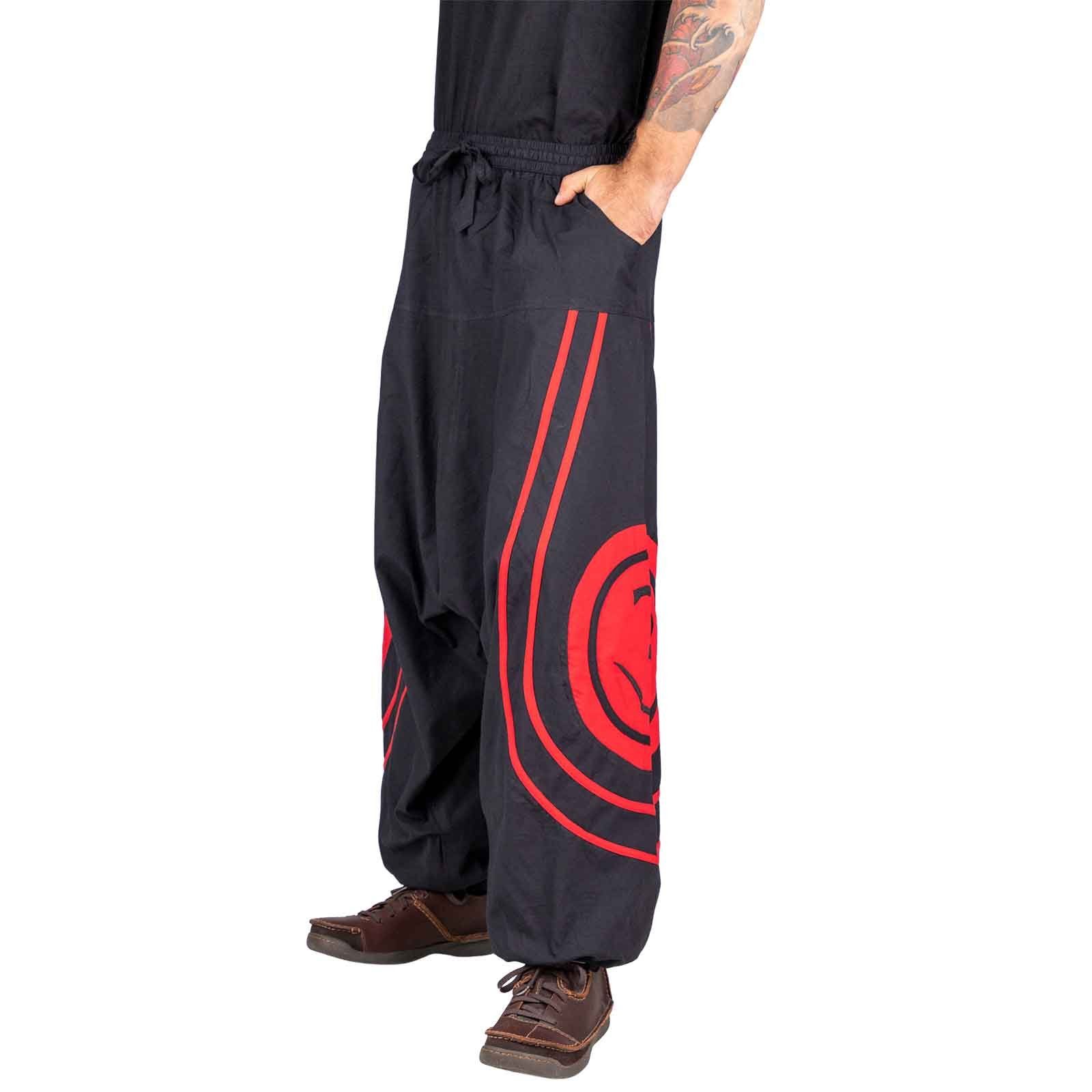 KUNST UND MAGIE Haremshose Unisex Psy Baggy Pants Hippie Hose Baumwoll Haremshose Lebensblume OM