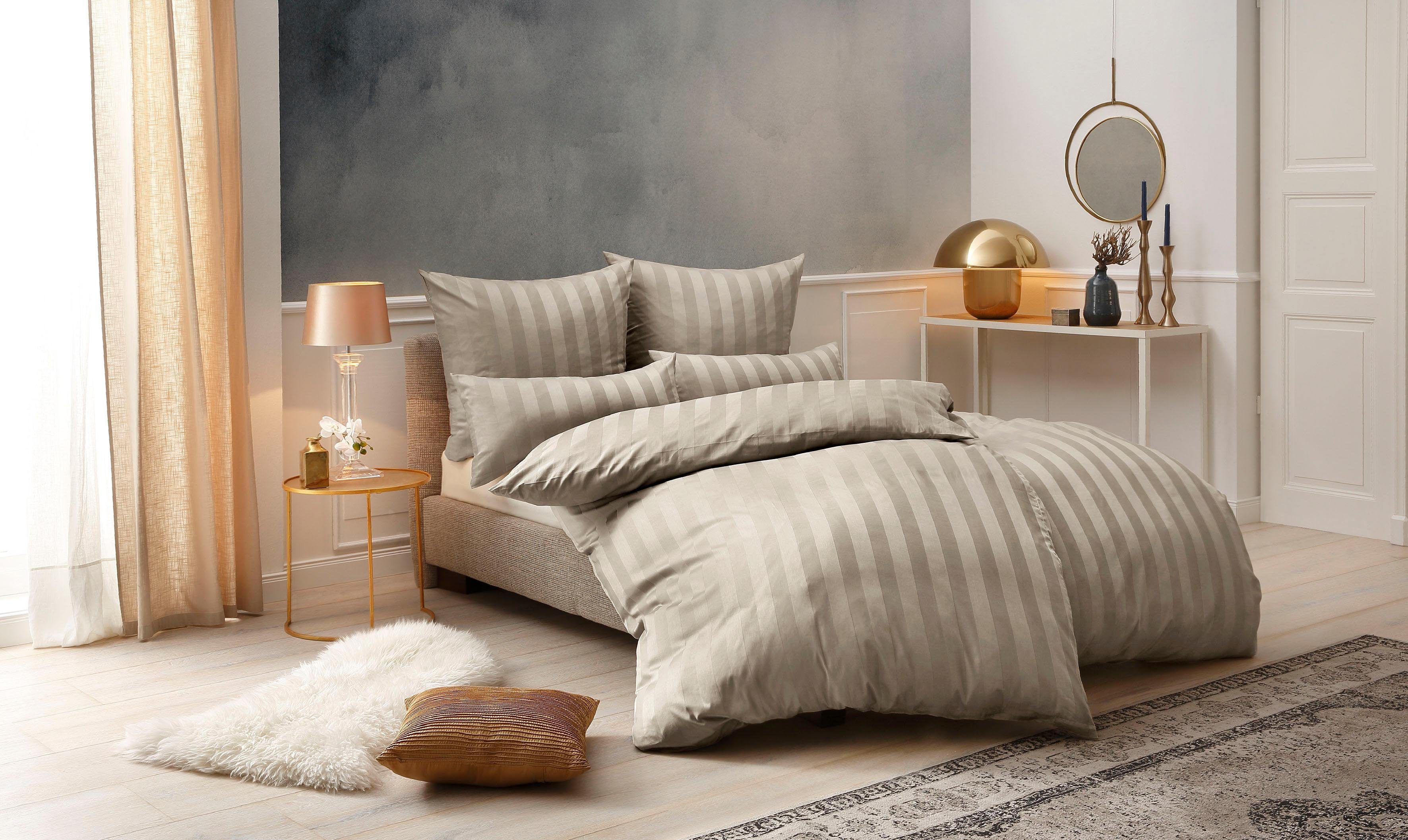 OTTO home Bettwäsche MALIA mit eingewebten Streifen, uni, Mako-Satin, 2 teilig, Bettwäsche aus 100% Baumwolle, Bettwäsche in Mako-Satin-Qualität – Bild 4 von 5