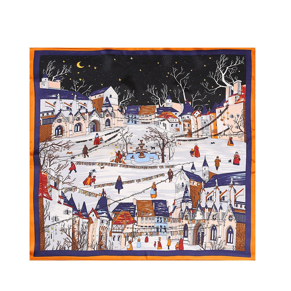 Vivi Idee Seidentuch 100% Maulbeerseide Halstuch Damen, Quadratisches 53x53 cm, bedrucktes Seidenschal