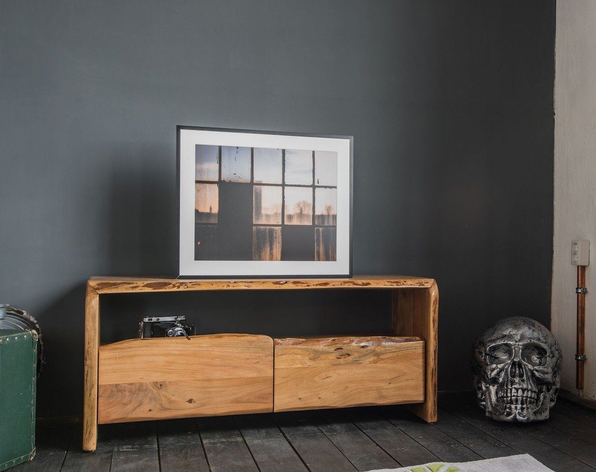 KAWOLA Lowboard LOFT EDGE, Akazie Massivholz Baumkante 115 cm