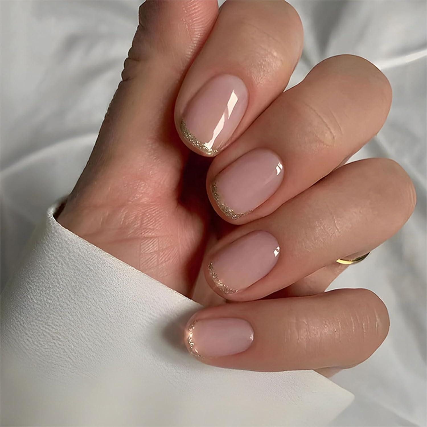 Kunstfingernägel Press On Nails Set Weiss 24 Stück Künstliche Nägel Gel Finish Kurz