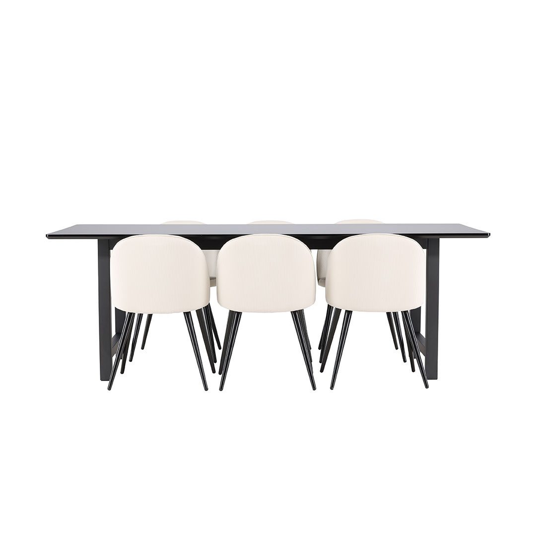 ebuy24 Essgruppe Oslo Essgruppe Esstisch 100x220cm schwarz und 6 Sk, (7-tlg günstig online kaufen