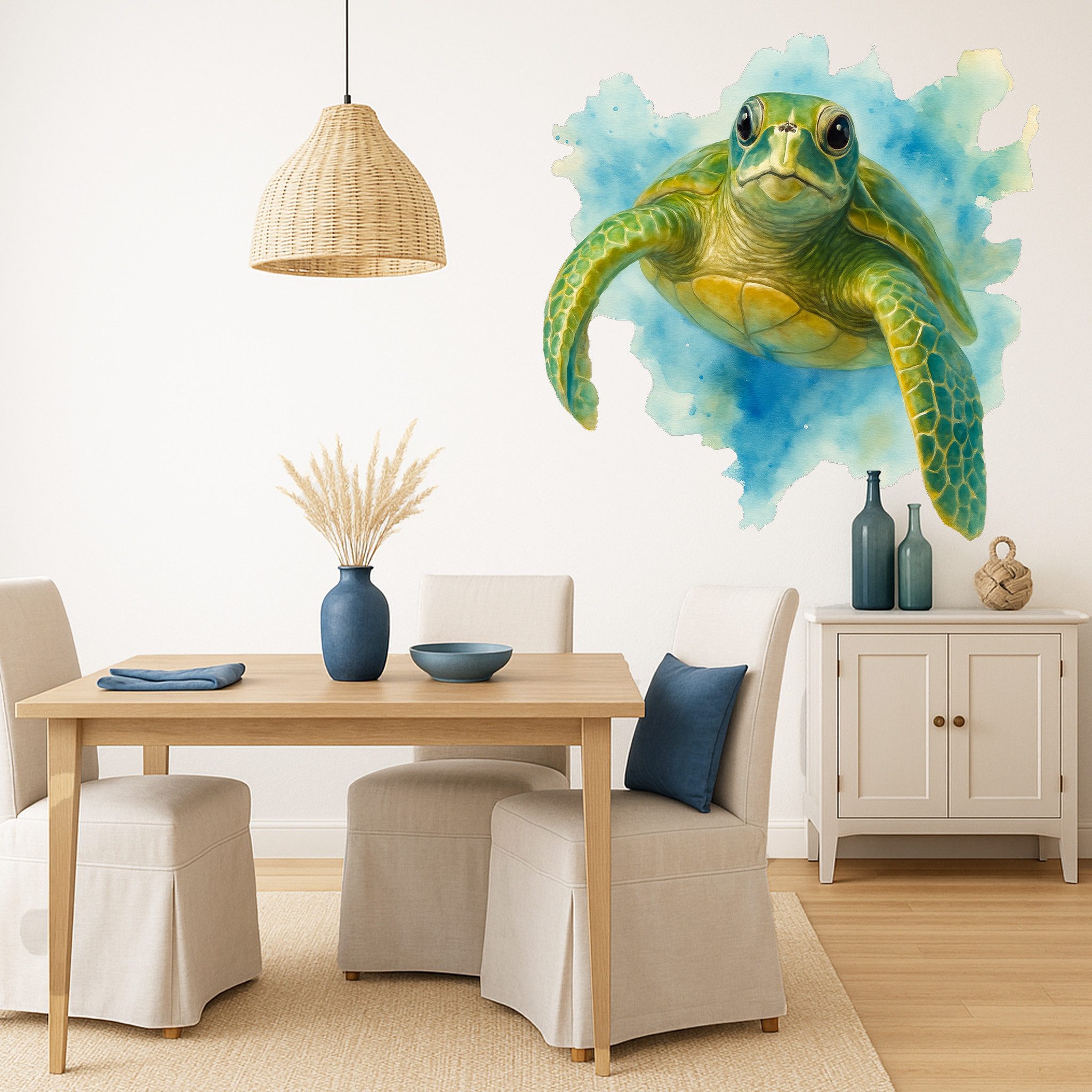 Sunnywall Wandtattoo Aufkleber Maritim Schildkröte im Wasser – Aquarellstil günstig online kaufen