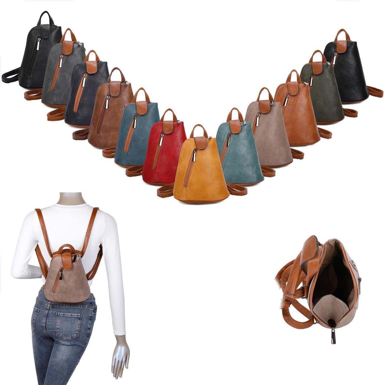 Rucksack, Umhängetasche Schultertasche / kleiner tragbar Rucksack ITALYSHOP24 Crossover, Handtasche Damen Schwarz Tasche