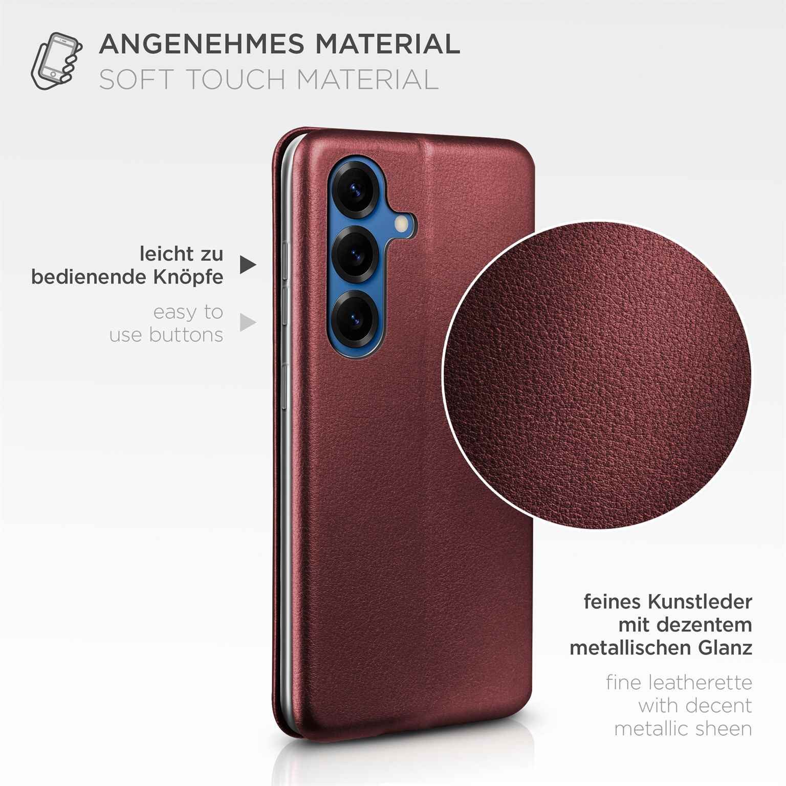 ONEFLOW Handyhülle für Samsung Galaxy S25 Premium Hülle Business Cover Rot 6,2 Zoll, 360 Grad Schutzhülle Flip Case Etui Klapphülle Dünn Leder Handy Tasche – Bild 5 von 5