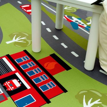 Kinderteppich Kinderteppich Spielteppich Für Kinderzimmer Mit Straßen-Motiv In Grün, TT Home, Läufer, Höhe: 4 mm