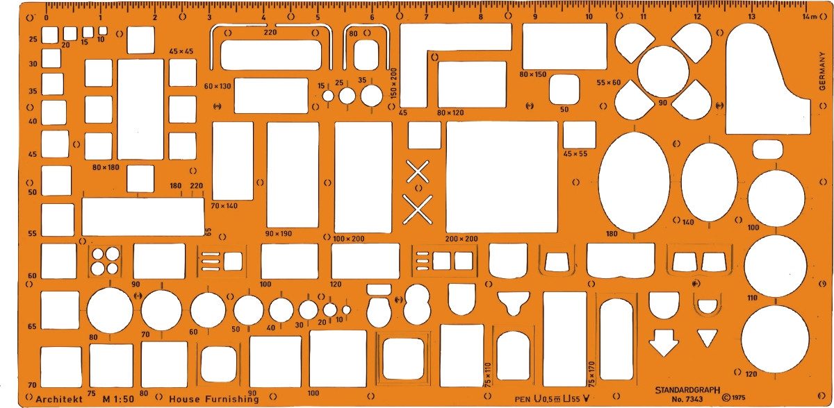 STANDARDGRAPH Zeichenschablone Zeichenschablone Möblierung 1:50