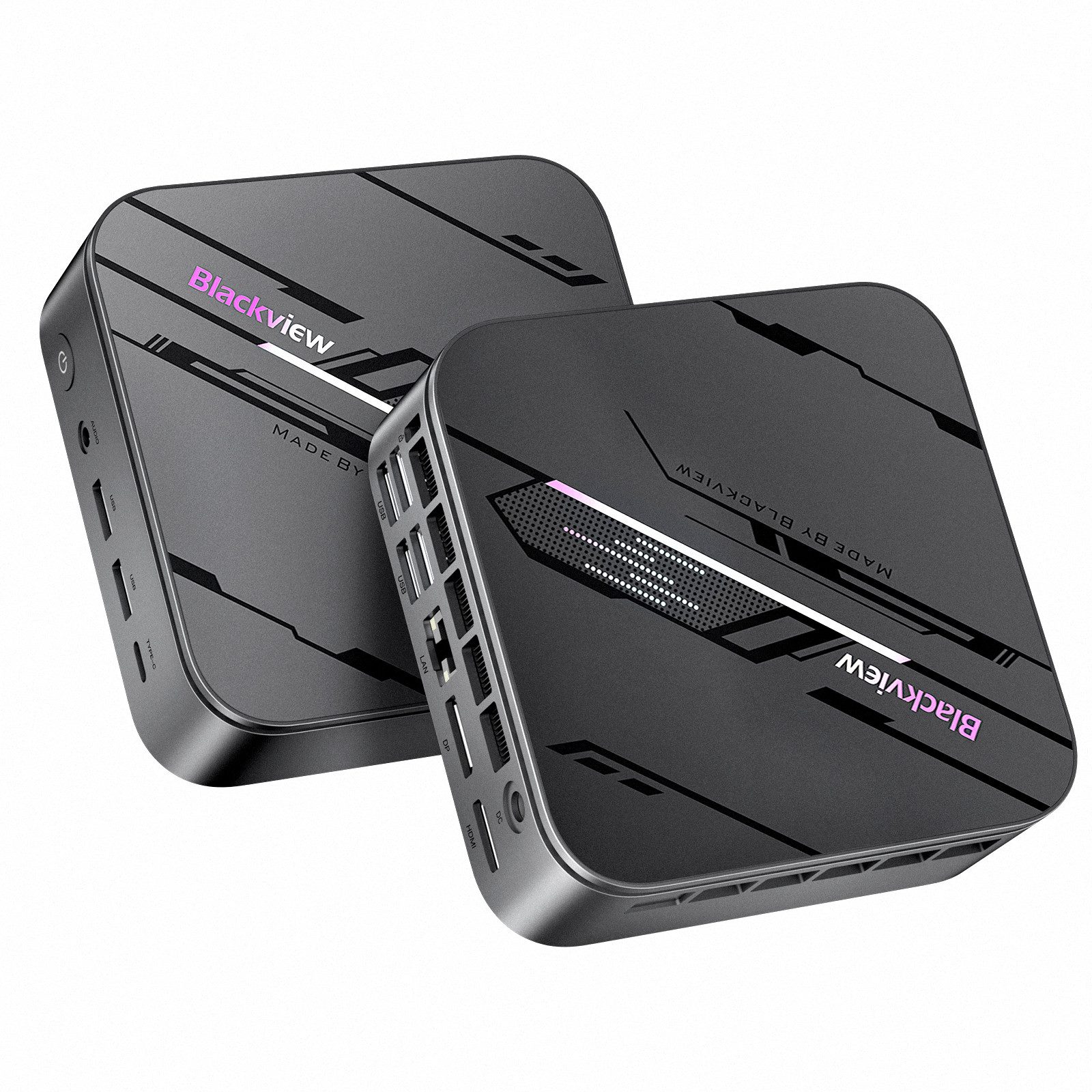 blackview MP100Pro(2026) Intel i5-12450H (8C/12T, bis zu 4.4 GHz) Mini-PC (Intel Intel Alder Lake i5-12450H, Intel® UHD Graphics, 16 GB RAM, 512 GB SSD, Windows 11 Pro, 4K UHD/WiFi 6 Gaming PC, Gigabit Ethernet)